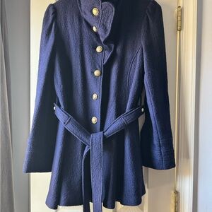 bebe Navy Trench Coat with Gold Buttons